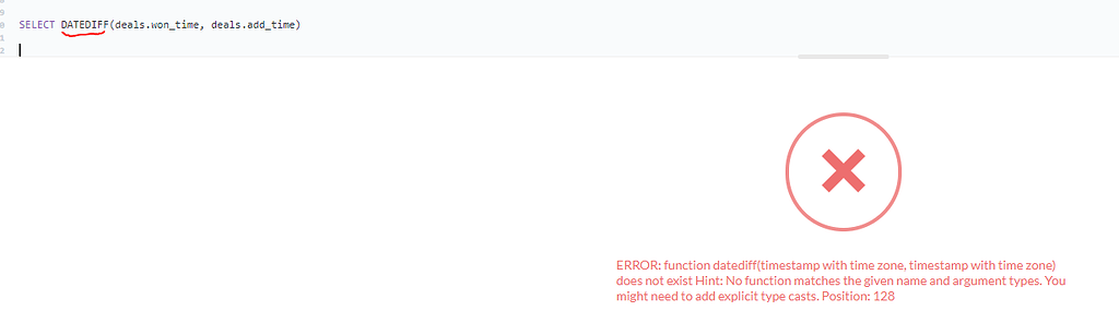 DATEDIFF doesn't work - Get Help - Metabase Discussion