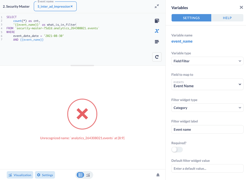 Error using Field filter with Bigquery - Bug reports - Metabase Discussion