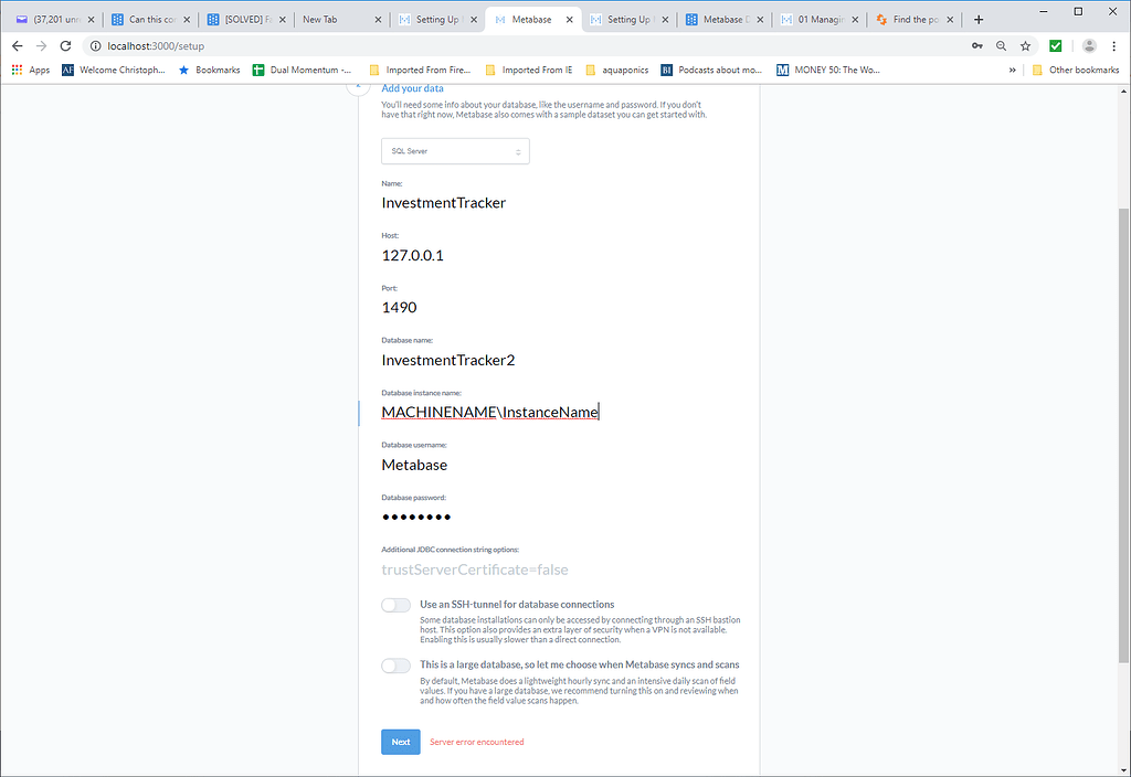 Why is connecting to sql server impossible? - Get Help - Metabase ...