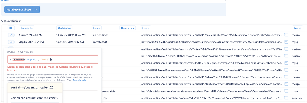 Contains not working - Get Help - Metabase Discussion