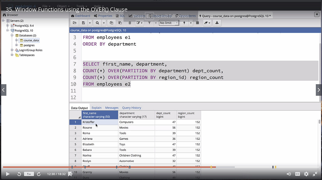 Window function over() partition by - Get Help - Metabase Discussion