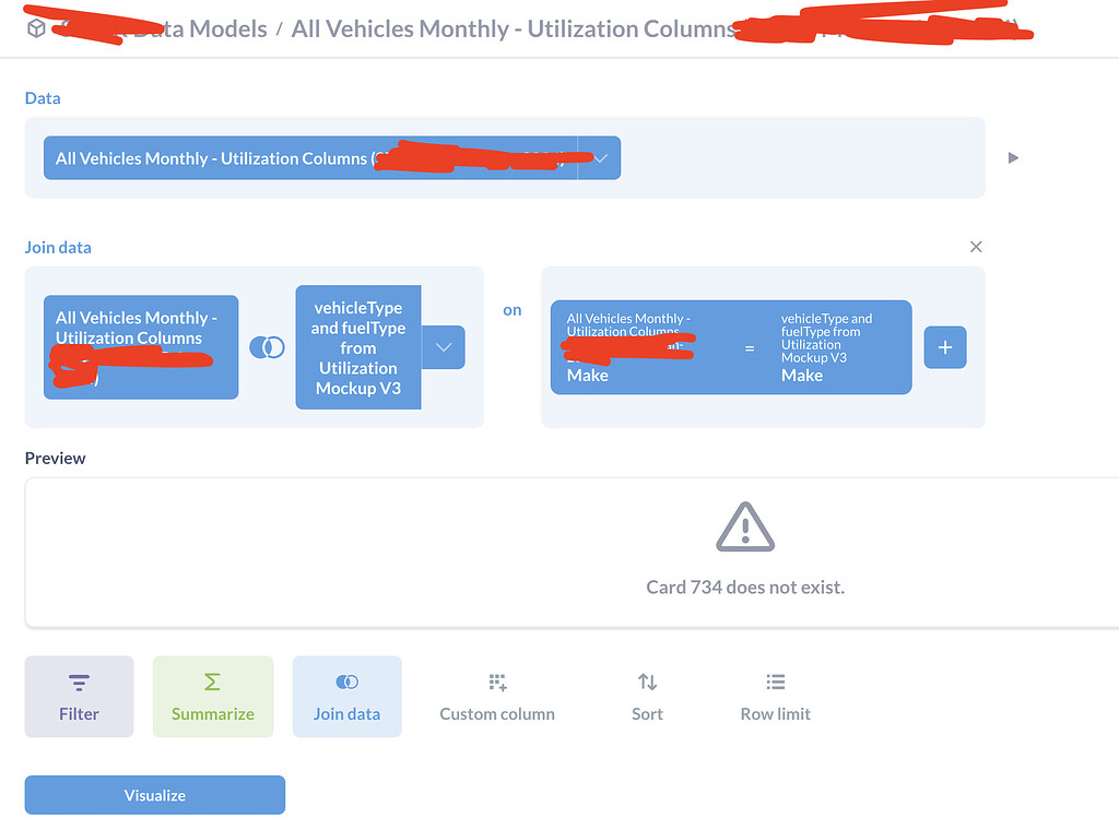 Join in 2 models leading to "Card 734 does not exist" Metabase Discussion