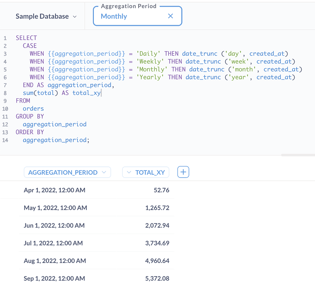 Workaround to enable the time grouping parameter for SQL queries - Tips ...