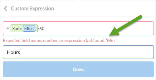 metabase custom expression not null