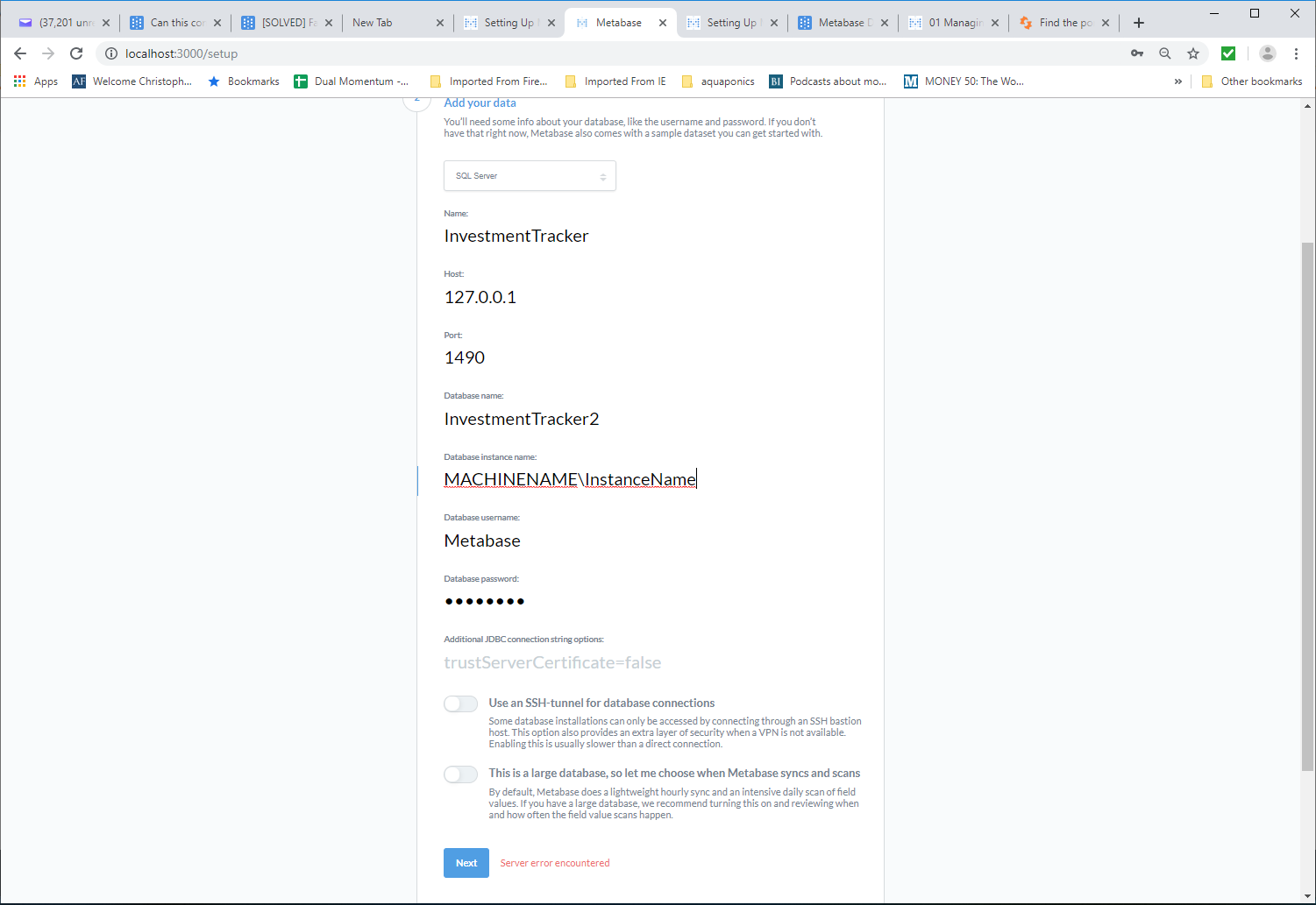 sql server connection string localhost